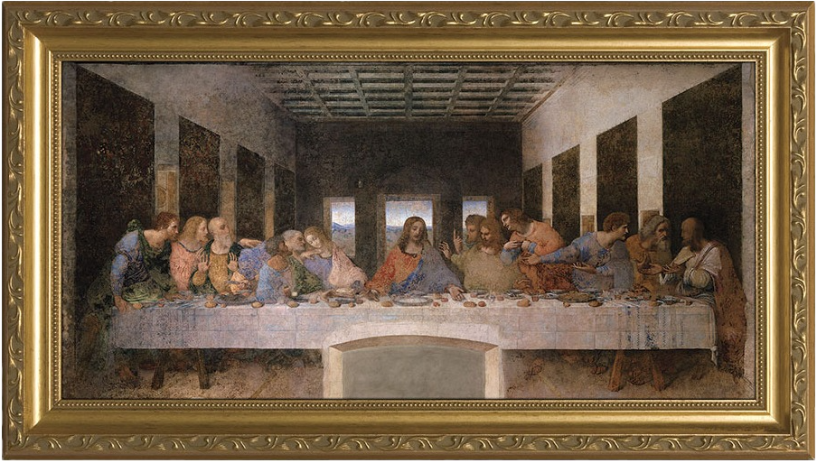 the last supper w/ ornate gold frame